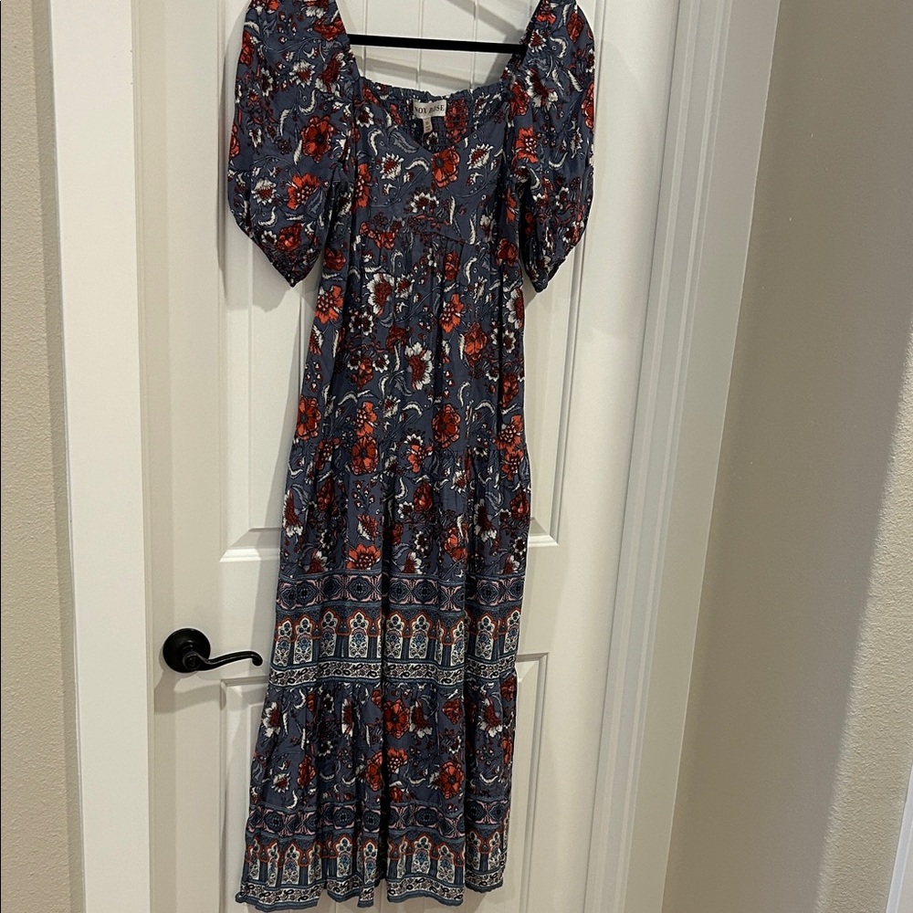 Knox Rose Blue and Red Floral Midi Dress